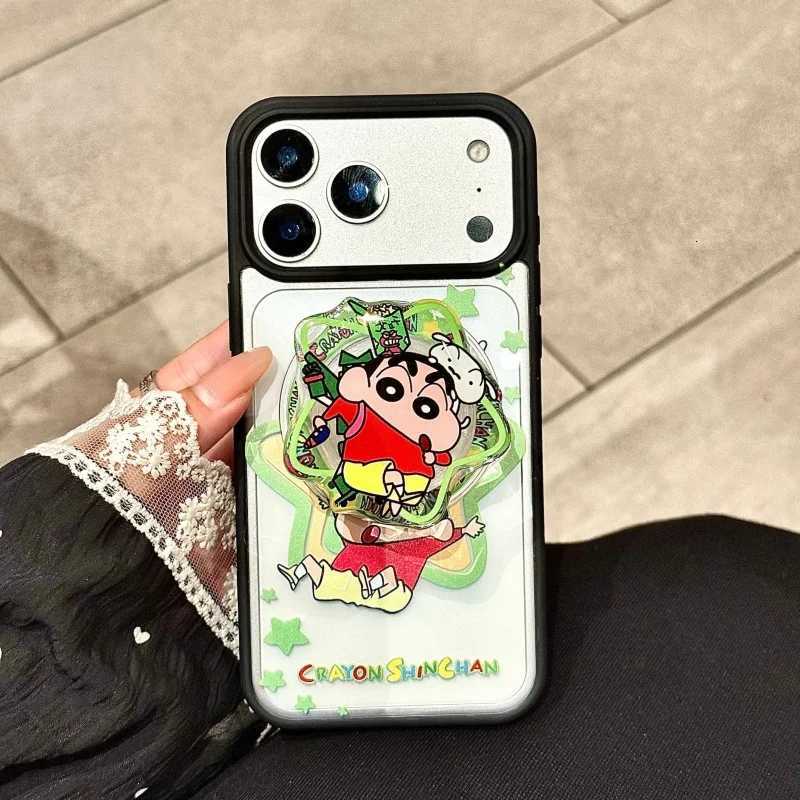Cartoon Cute Crayon Shin-chan Star Wireless Charge Case For iPhone 12 13 14 15 16 17 Pro Max Shin-chan Magnetic Holder H251203