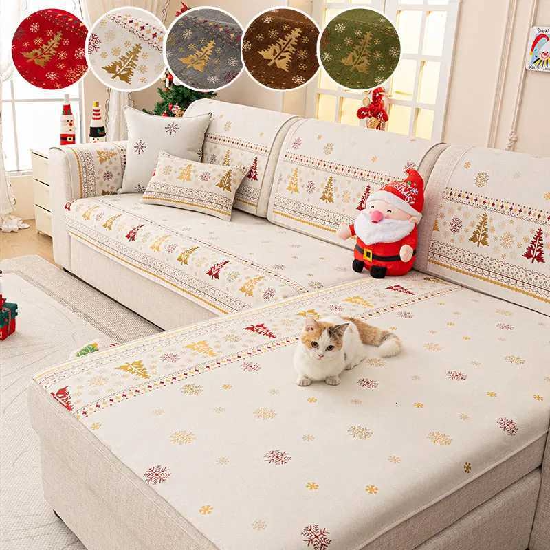 2PC-New modern Christmas atmosphere combination sofa pad seasonal universal Chenille anti slip sofa pad M251204 - view 4