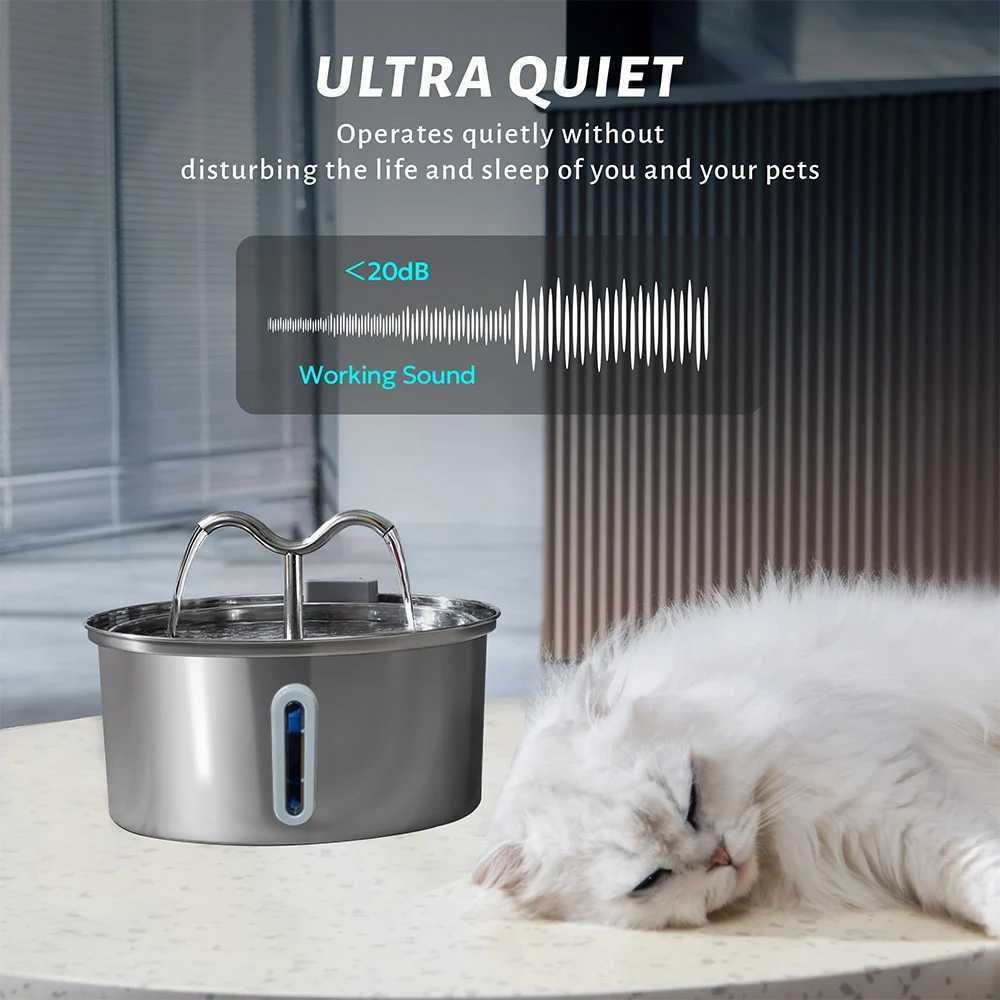 32L Automatic Cat Fountain Stainless Steel Pet Water Feeder Dog Water Dispenser with Level Window Suitable for Multiple Pets M251204
