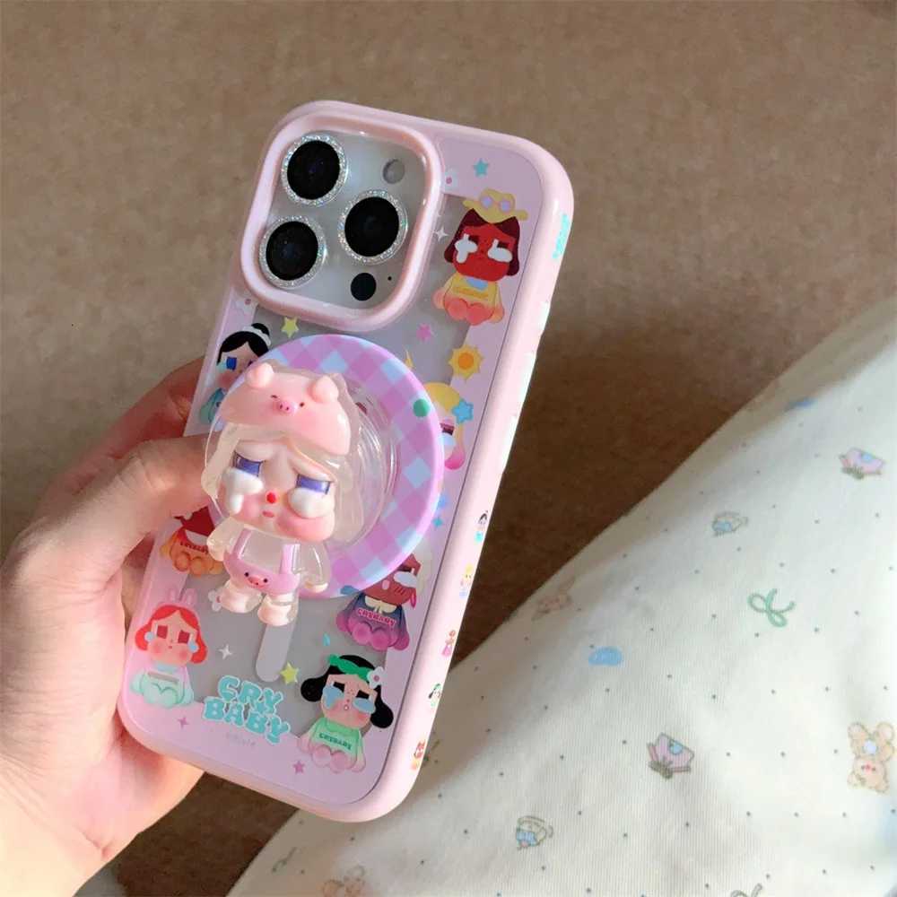 Korean Cute ry Girl Magnetic Stand Phone Case suitable for iPhone 16 Pro 15 13 14 Pro Max with stand suitable for H251203