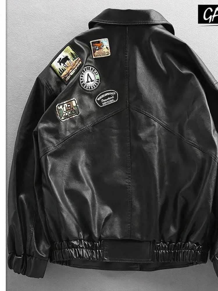 Leather Jacket Men Autumn Fleece Motorcycle PU Leahter Jacket Male Turndown Collar Casual Windbreaker Ropa De Hombre Coat 3XLT251204