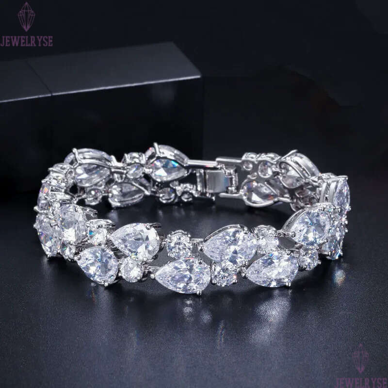 top multicolor pear tennis designer for woman 18k gold diamond wedding bracelets chain green purple white AAA CZ womens luxury jewelry gift box