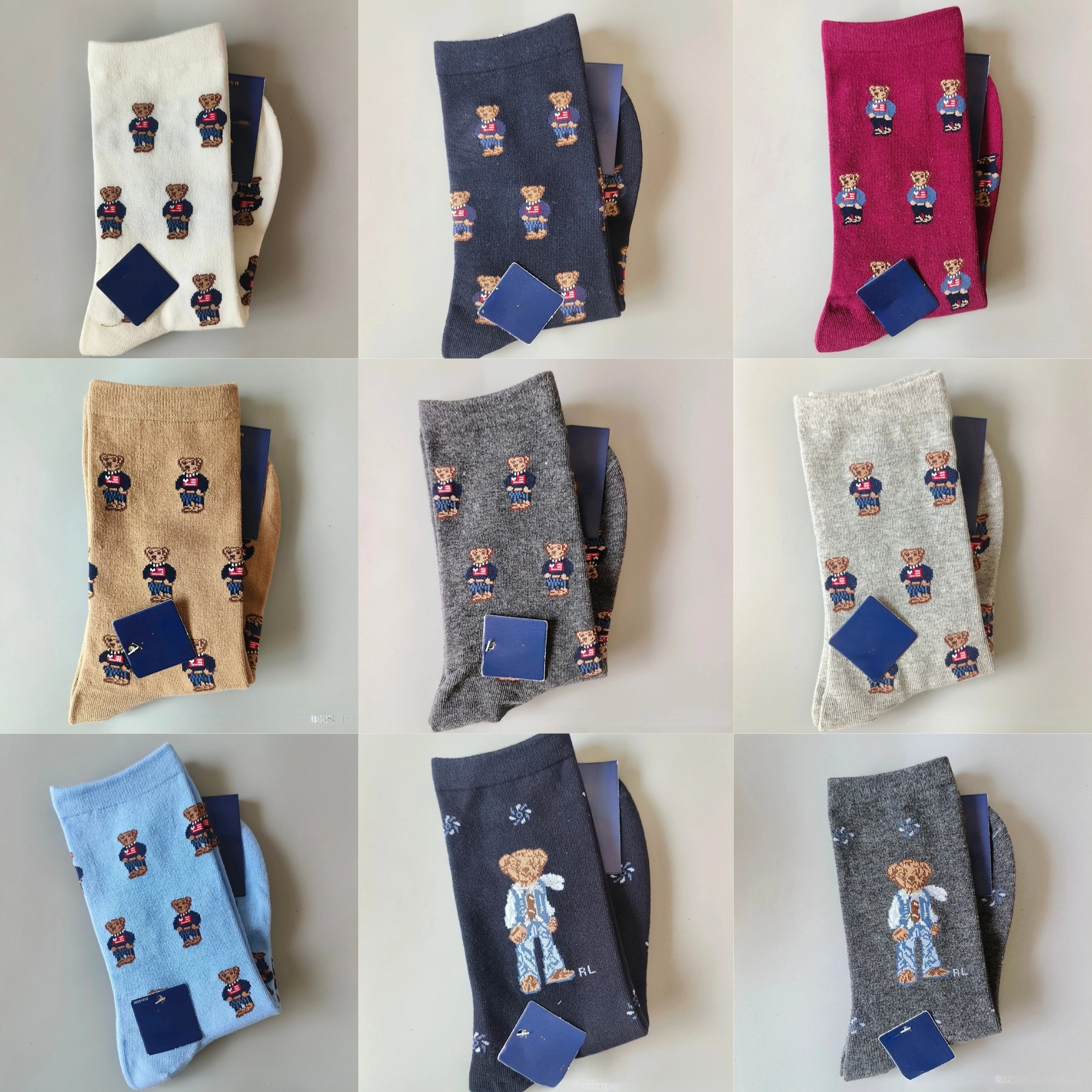 Women's Luxury High Quality Cotton Cartoon Cute Bear Ankle Socks Letter Breathable Sweating Sock