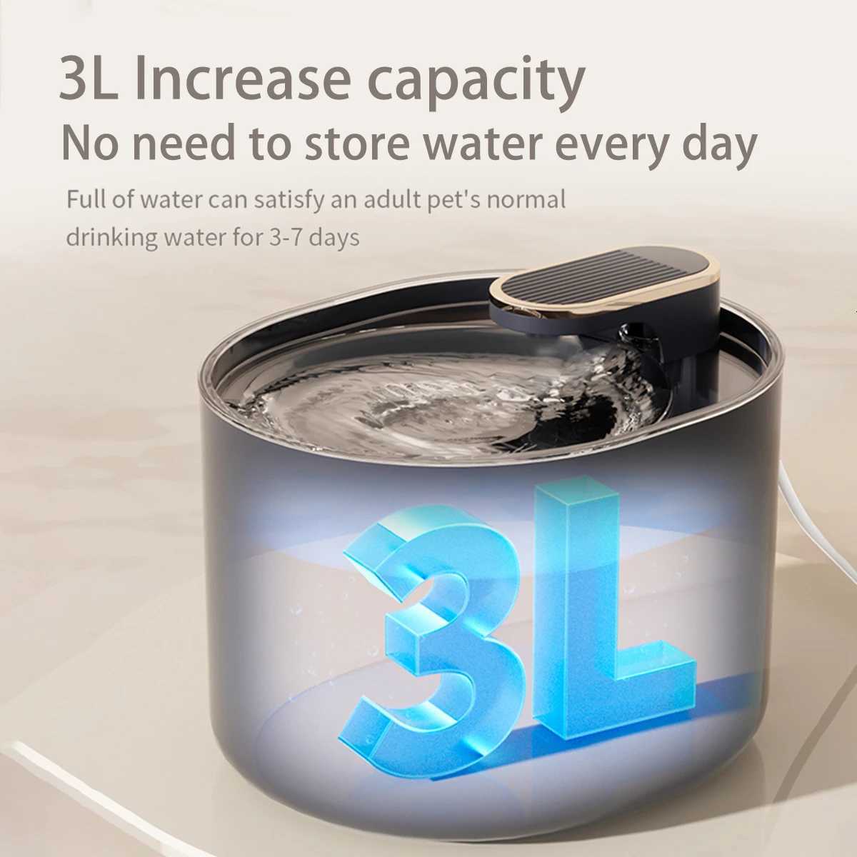 Pet Fully Automatic Water Fountain USB Ultra Silent Intelligent Pump Sensor Filter 3L Cat Large Capacity Water Dispenser M251204