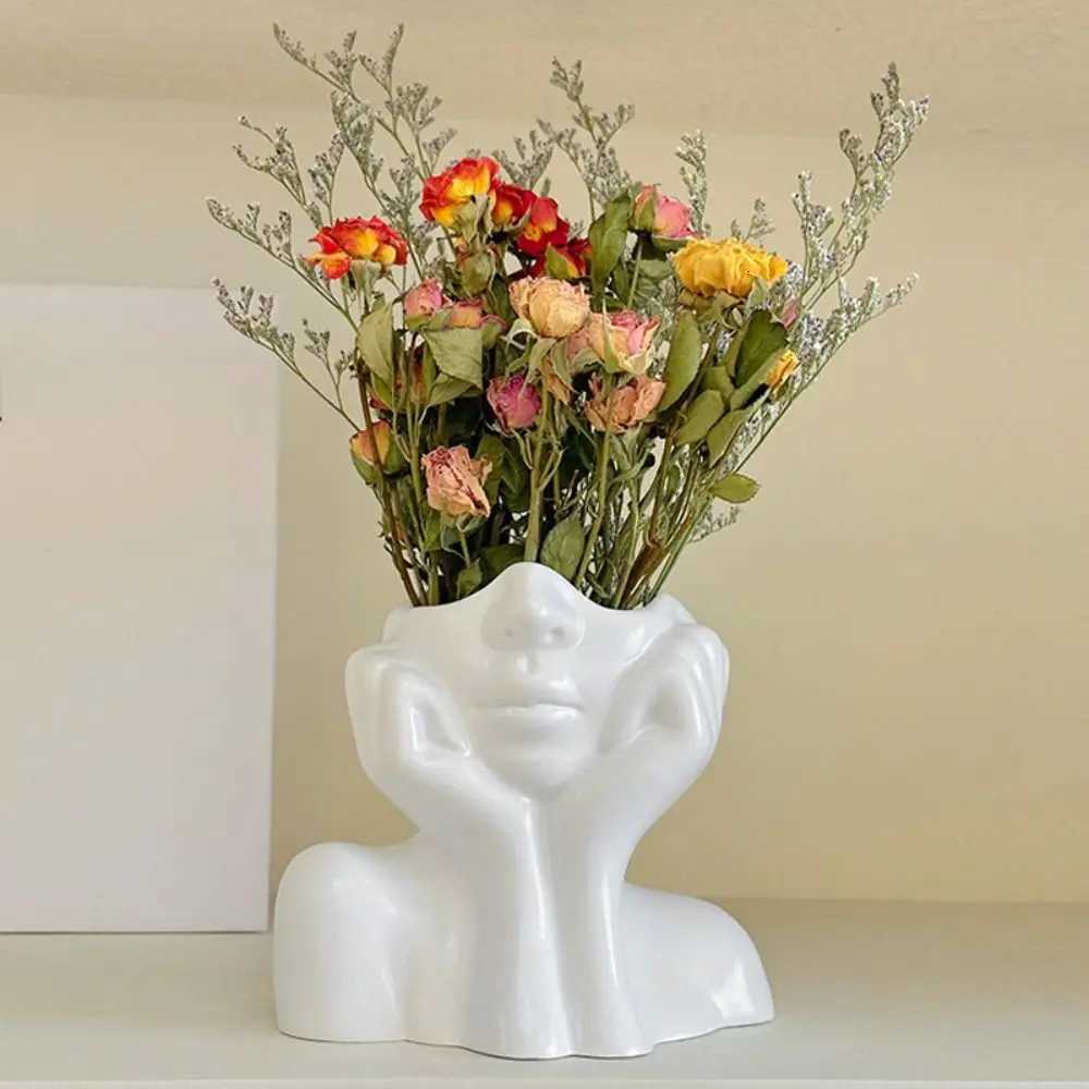 High Qualitu Boho Portrait Vase Minimalism Creative Vase Half Face Portrait Decoration Living Ro H251204