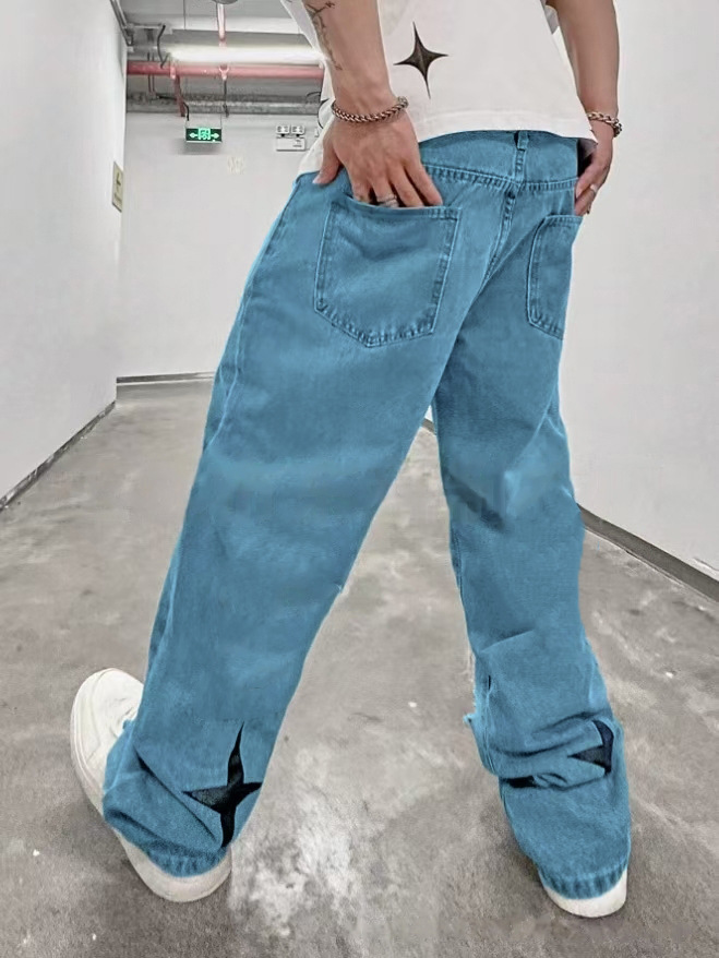 Amazon Cross-border Trade's new cross-border men's double-line jeans casual straight European and American straight-leg jeans for men---LT24