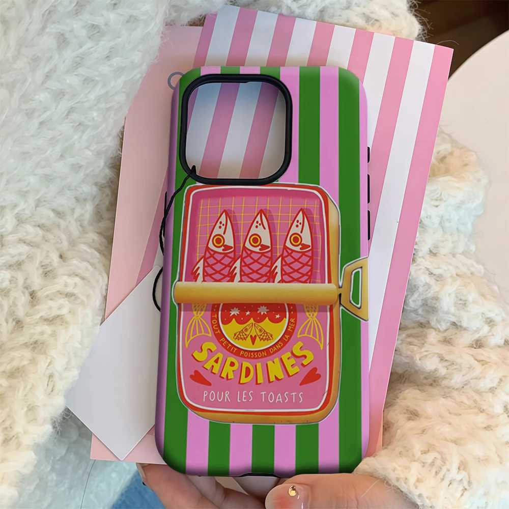 Sardines Green Stripe IPhone17 Must-Haves Phone Case for IPhone 17 16 15 14 13 12 11 Pro Max Plus Double-layer Back Cover H251203