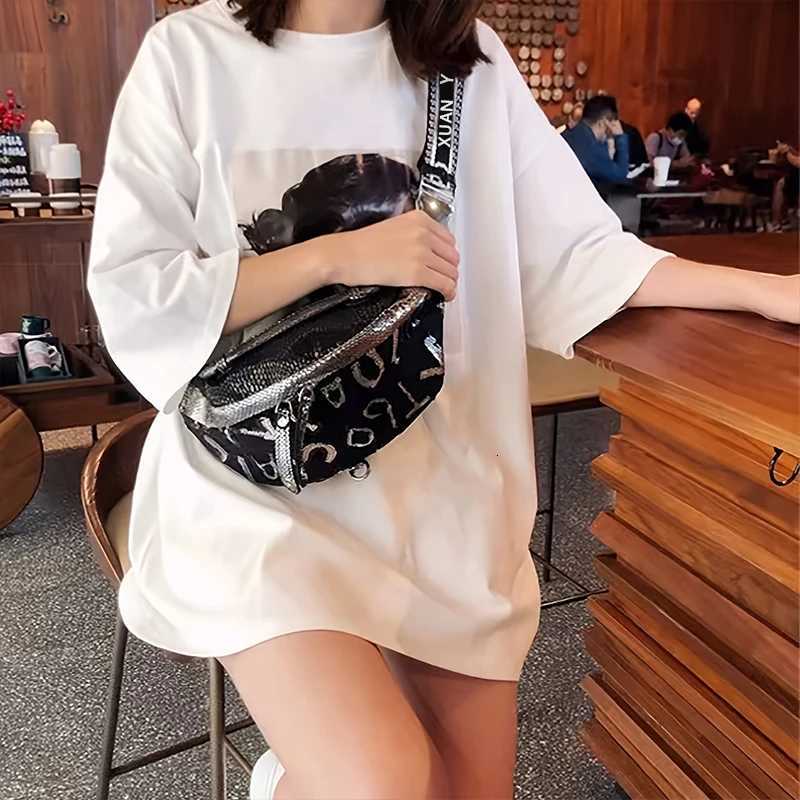 Compact and versatile popular sequined waist bag casual outdoor sports street crossbody chest bag trendyT251204