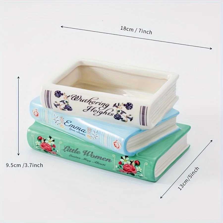 1 Creative Three-Layer Book Shaped Vase Unique He Ceramic Flowerpot Suitable For Decoration In Living Ros Bookshelves H251204