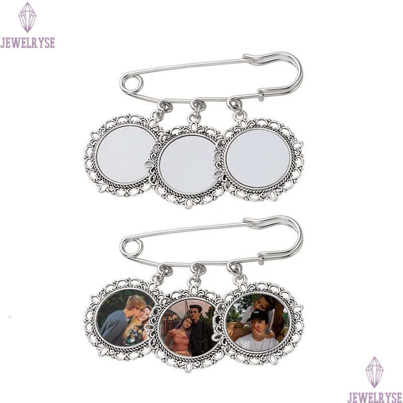Vintage DIY sublimation blank pin brooch designer Round Oval Pendant Silver Plated Alloy Fashion Broochs Jewelry Accessories Anniversary Birthday Fami