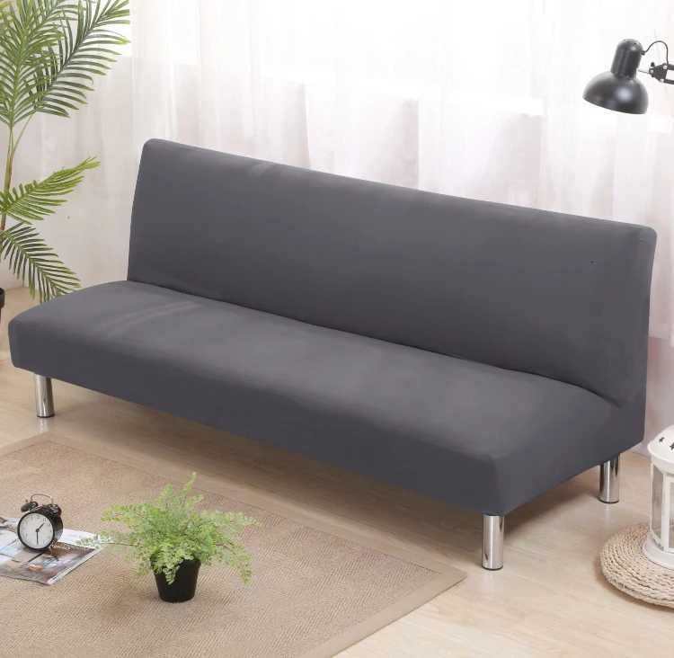 1PC Stretch Sofa Bed Cover Classic Solid Color Armless Sofa Covers Removable Dust-proof Slipcovers for Living Room Hotel Decor M251204 - view 6