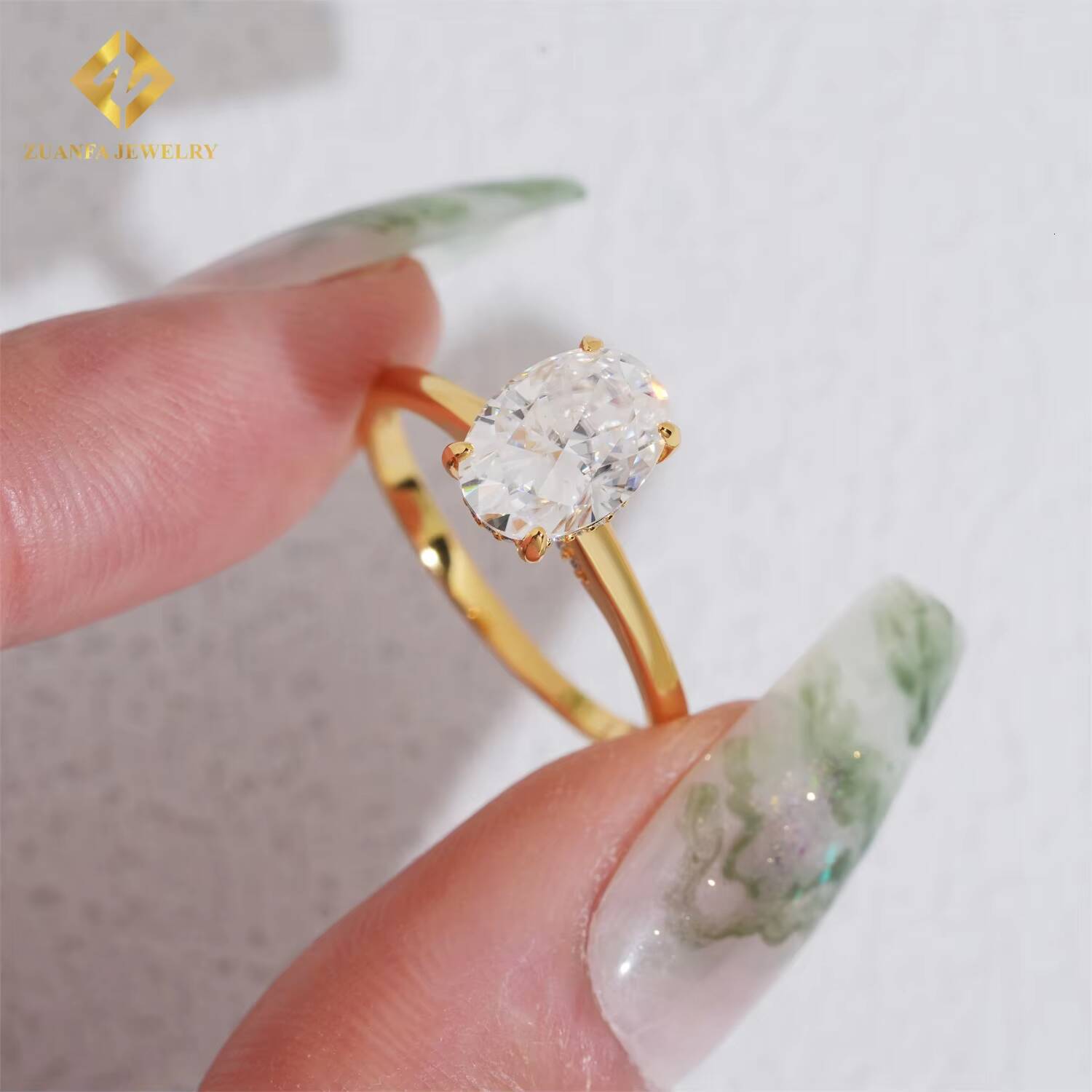 Trendy Fine Fashion Jewelry Diamond Rings S925 Sterling Silver VVs1 Moissanite Ring of Wedding Engagement