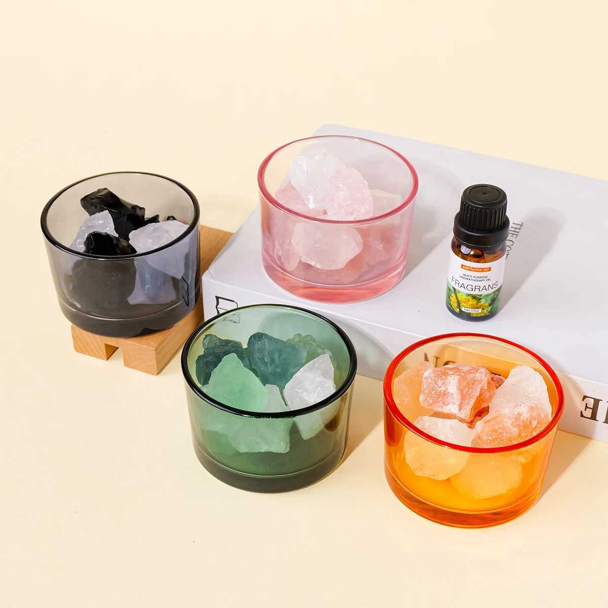 1pc Natural Crystal Raw Stone Aromatherapy Minerals Rose Quartz Fragrant Incense Decorative Lamp Home Decoration Y251204