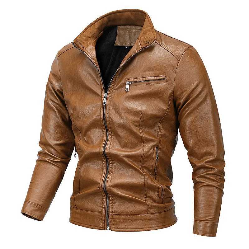 2026 mens new autumn and winter models locomotive velvet youth casual stand-up collar leather jacketT251204