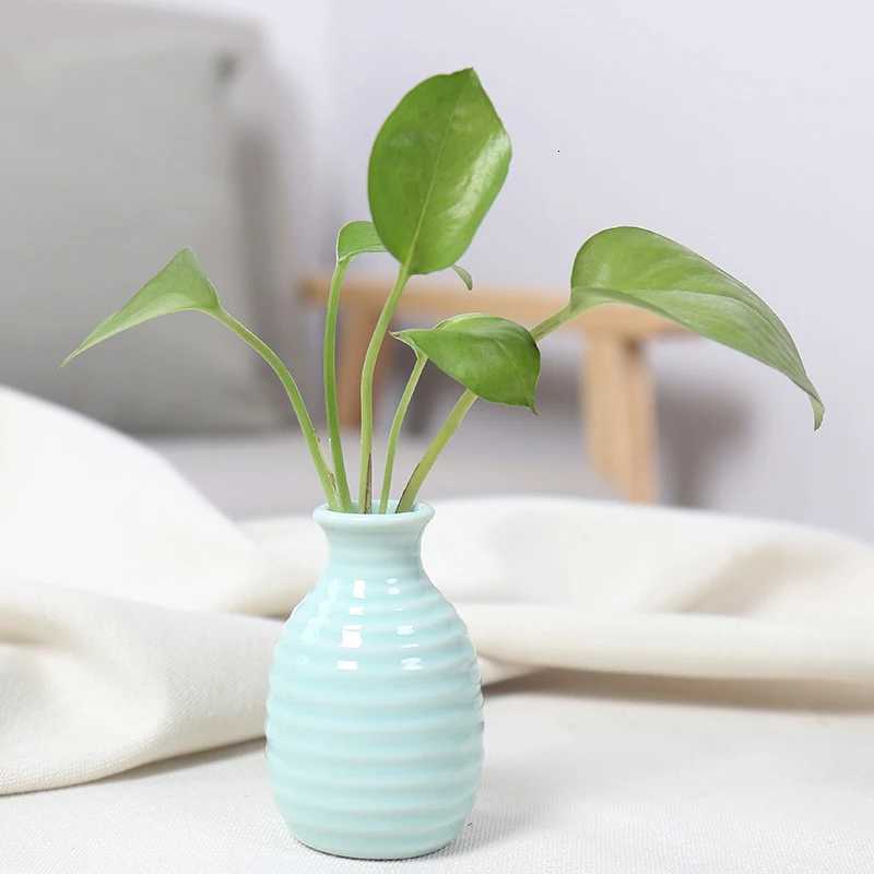 Ins Ceramics Flower Vase Nordic Hydroponics Vases Creative Ro Decor Mini Flower Plant Bottle Pots Table Ornament Colorf Vase H251204