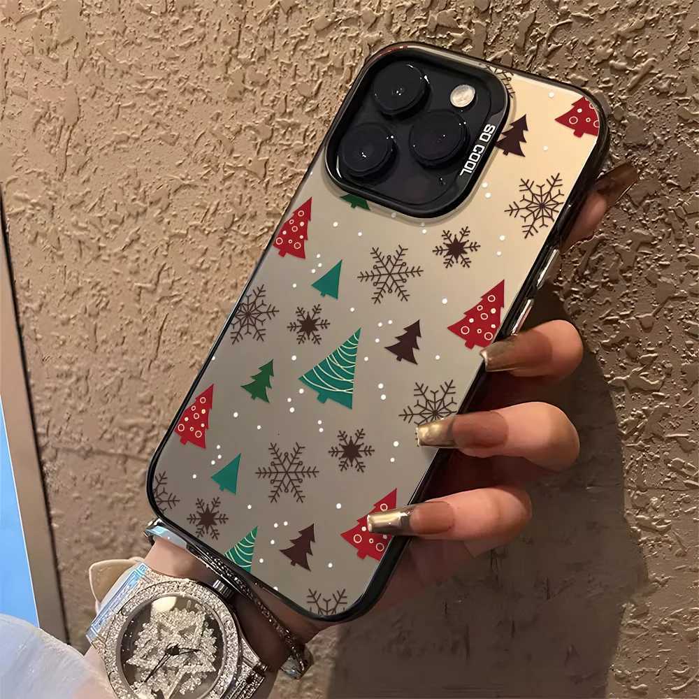 Christmas Tree Snowman Phone Case For iPhone 17 Pro Max Case iPhone 16 13 12 11 14 15 Pro Max Silver IMD Shockproof Bumper Cover H251203