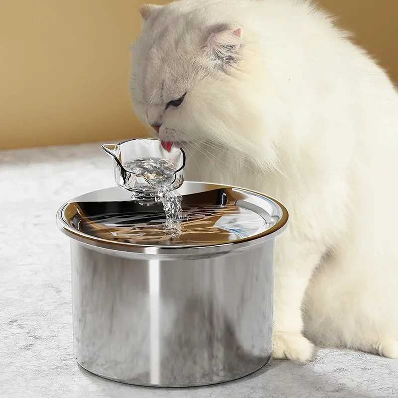 Stainless Steel Automatic Filter Cat Water Fountain Pet Water Dispenser Smart Pet Drinking Fountain With Faucet Feeders Drinker M251204