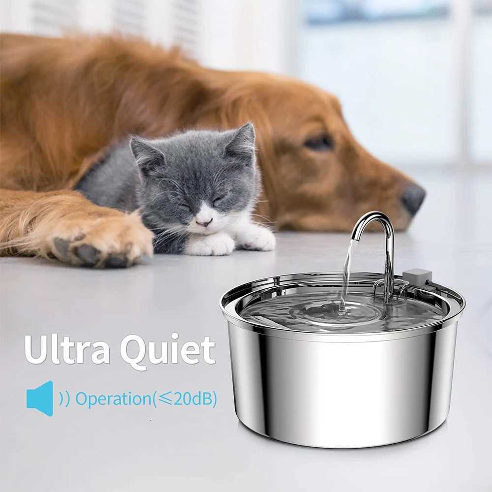 32L Stainless Steel Cat Water Fountain Sensor Water Cat Automatic Water Fountain USB Pet Water Fountain Dog Fountain M251204