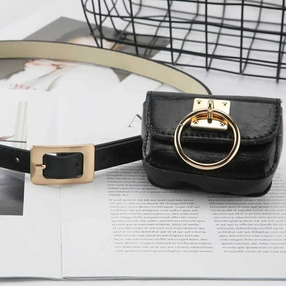 PU Leather Women Vintage Belt Bag New Black Travel Waist Purse Metal Buckle Belts Punk Square Heart Y2K Style Gothic Fanny PacksT251204