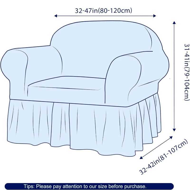 Single Seater Sofa Seater Seersucker Slipcover with Skirt Universal Stretch Sofa Couch Slipcover Easy Fitted Furniture Protector M251204 - view 3