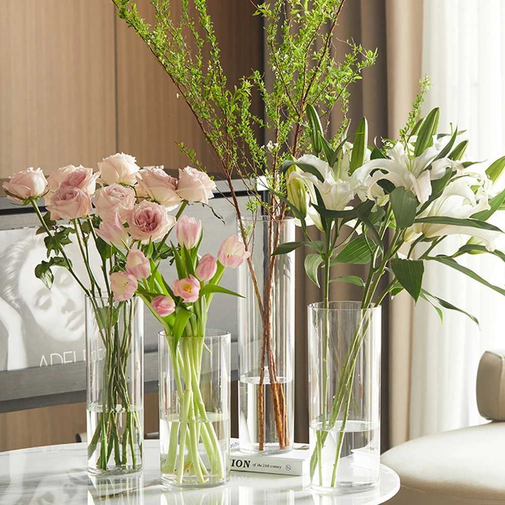 Acrylic Clear Cylinder Flower Vase Unbreakable Hurricane Tall Large Plastic Vases for Wedding Centerpieces Hydroponic Decor H251204