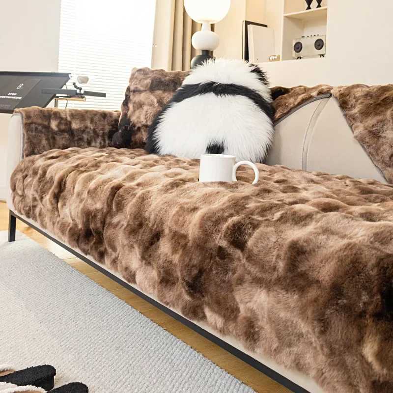New Gradient Colour Plush Sofa Cushion Thickened Non-Slip Winter Sofa Cover Living Room Sofa Mat Decorative Dust Backrest Towel M251204 - view 4