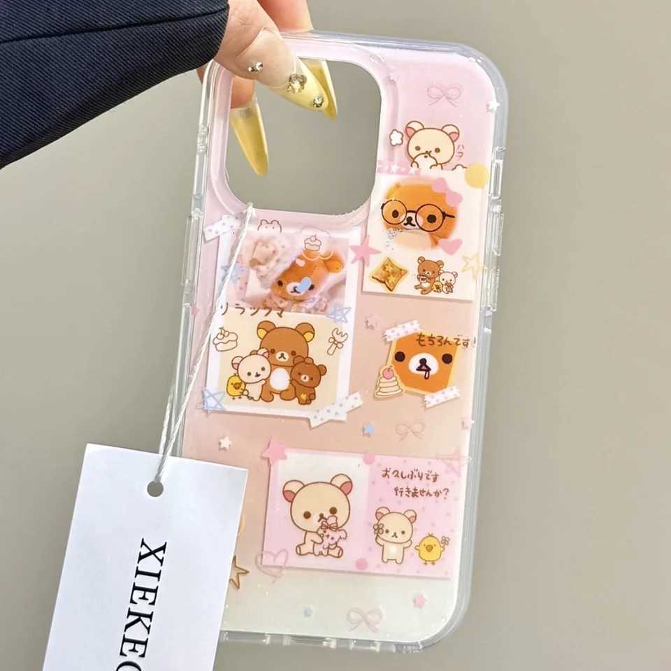 Korean Ins Fl Sn R-Rilakkuma Phone Case For iPhone 17 16 15 14 13 12 11 Pro Max 14 15 16 17Air Plus Sweet Y2K Girl Cover H251203