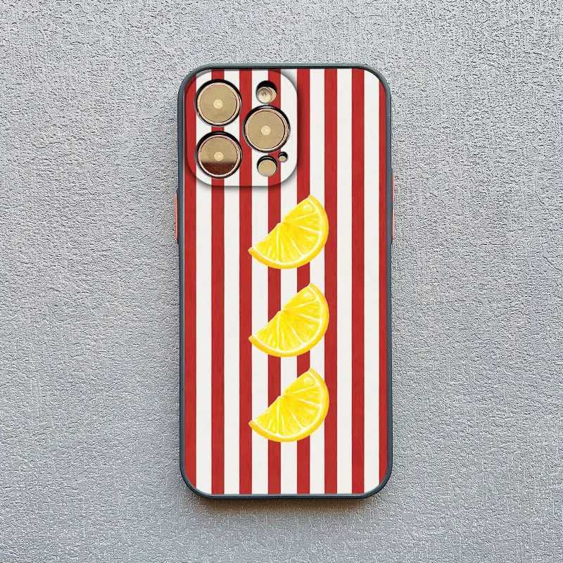 Red e Stripe Fruits Lemon ry Phone Case for IPhone 13 Mini 12 11 Pro Max 17 16 15 14 Pro Max Plus XR XS X Back Cover H251203