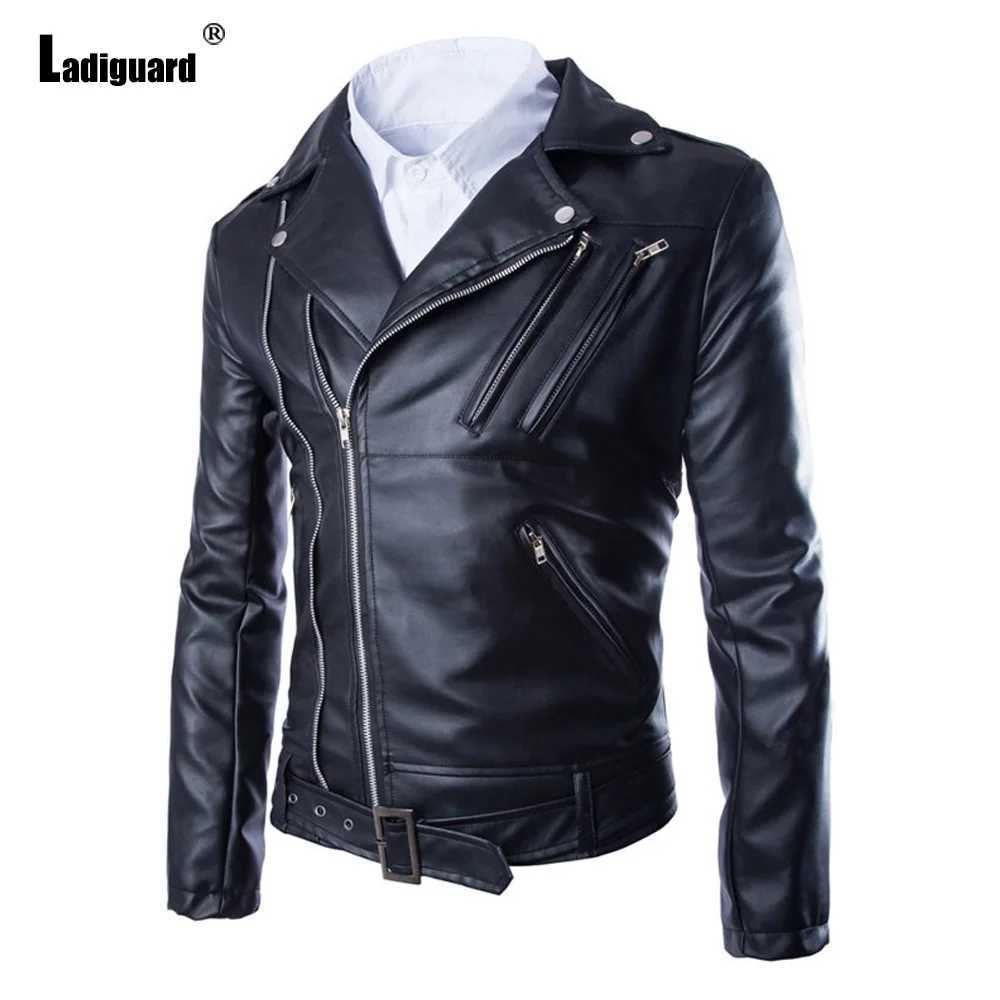 Plus Size Mens Fashion Rock Style PU Leather Jackets Sexy Multi-zippers Grunge Faux Leather Motorcycle Jacket Outerwear Red BlueT251204