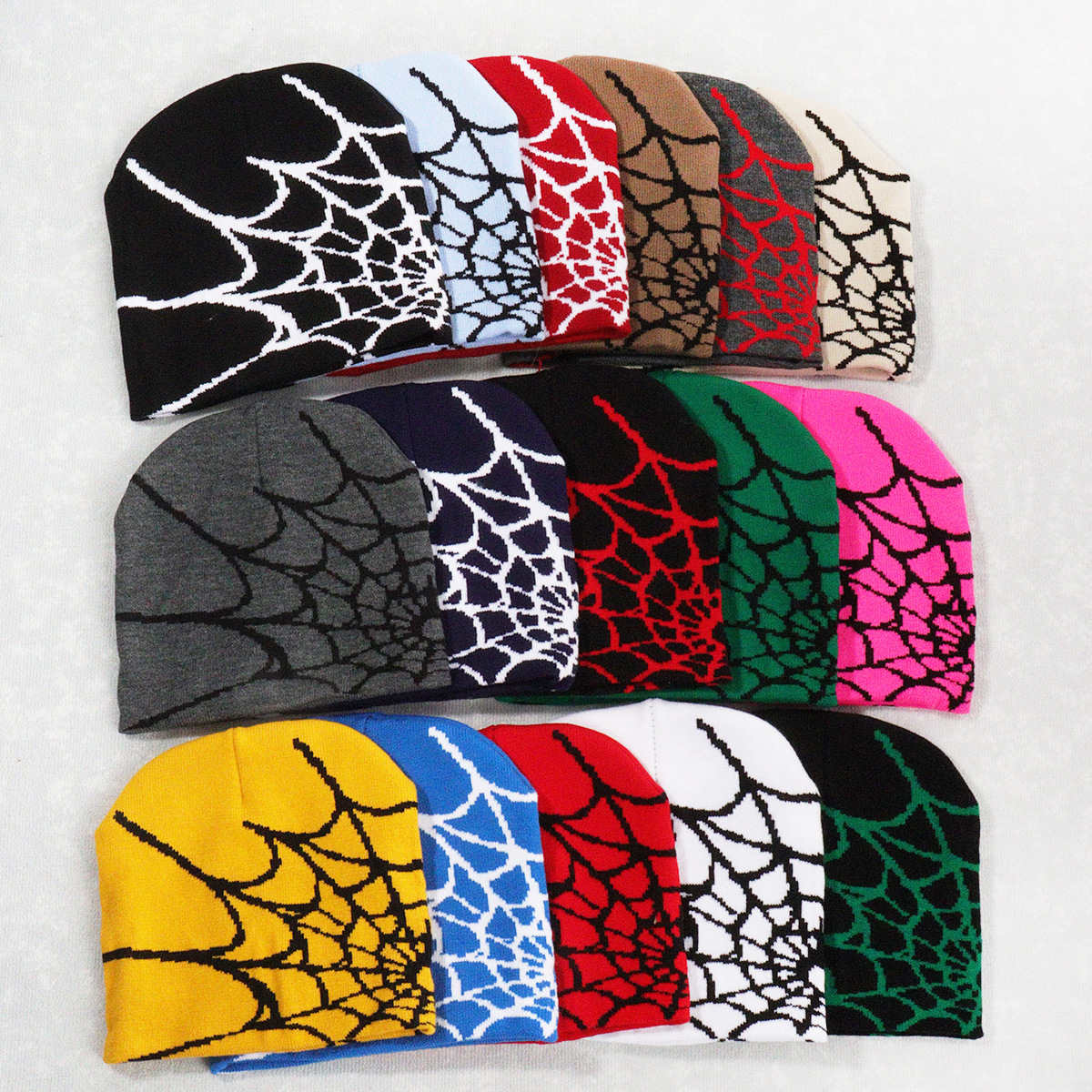 Spider Web Y2K Beanie Knitted Hat Winter Outdoor Cycling Warm Hat Hip Hop Street Trendy Hat For Men Women
