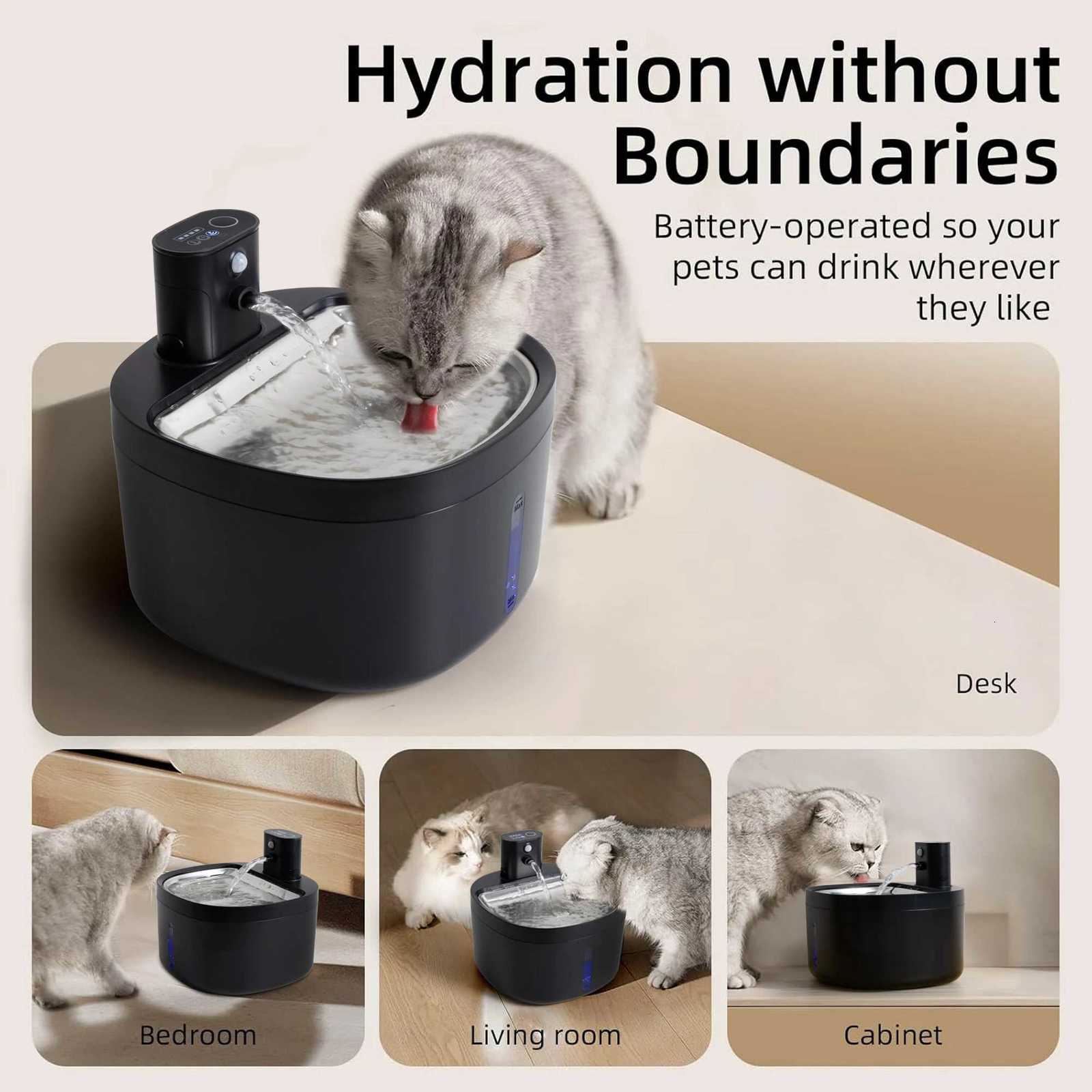 26L Wireless Cat Water Fountain Auto Sensor Drinking Fountain For Cats Dog Drinker Pet Water Dispenser With Filter M251204