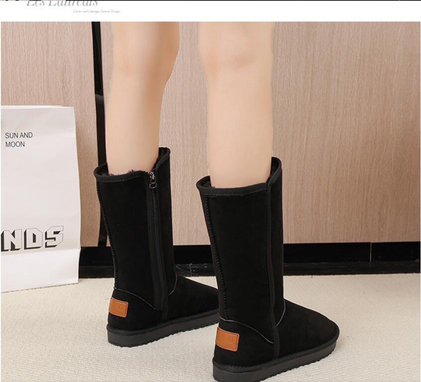 Women Suede Leather Warm Snow Boots Winter Causal Plush Fluffy Anti-cold Zipper Boots Plus Size 42 Women Platform Shoes 240904