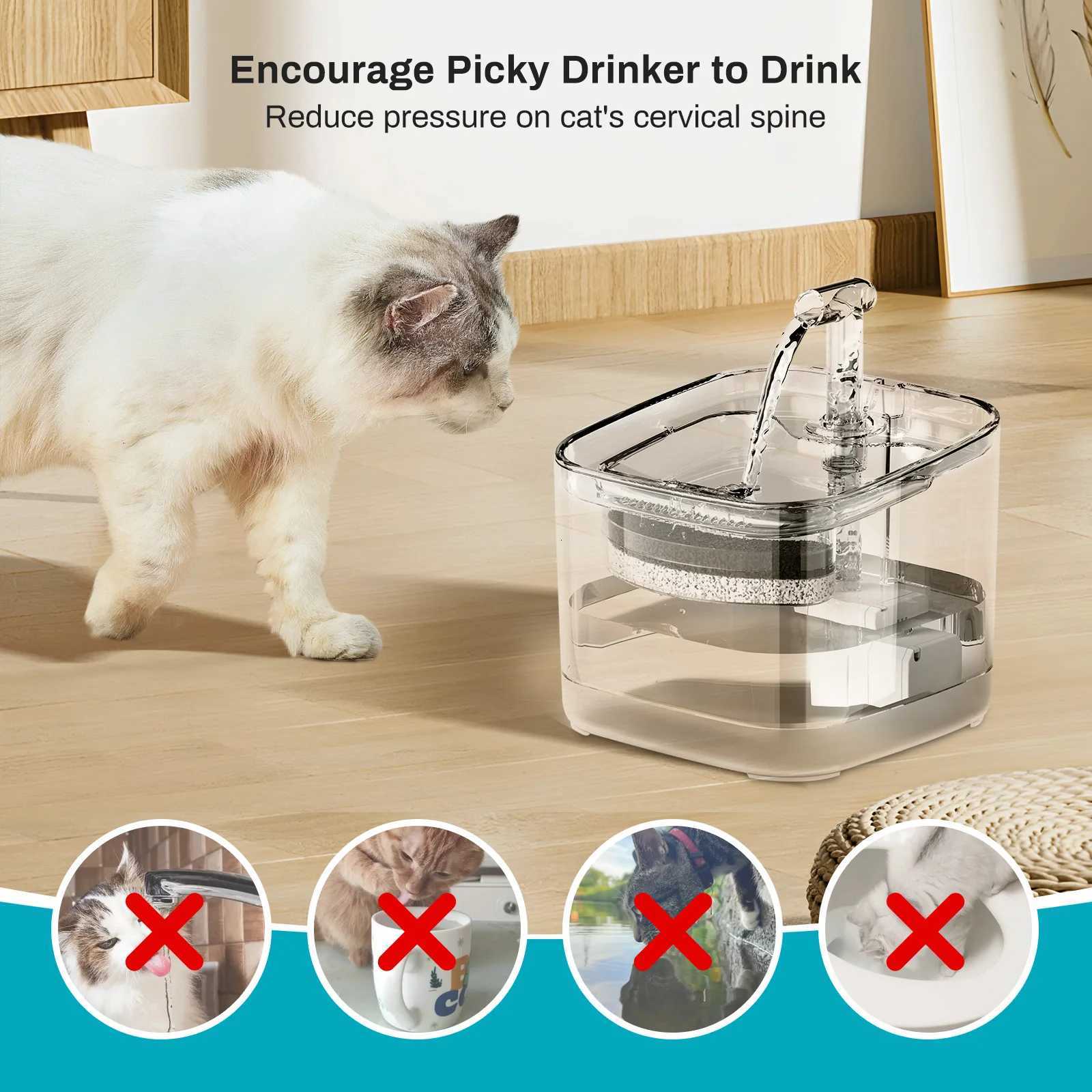 22L Square/Round Cat Water Feeder Automation Dog Water Dispenser Visible Filtration Cat and Dog Pet Water SilentNo 5V 1A plug M251204