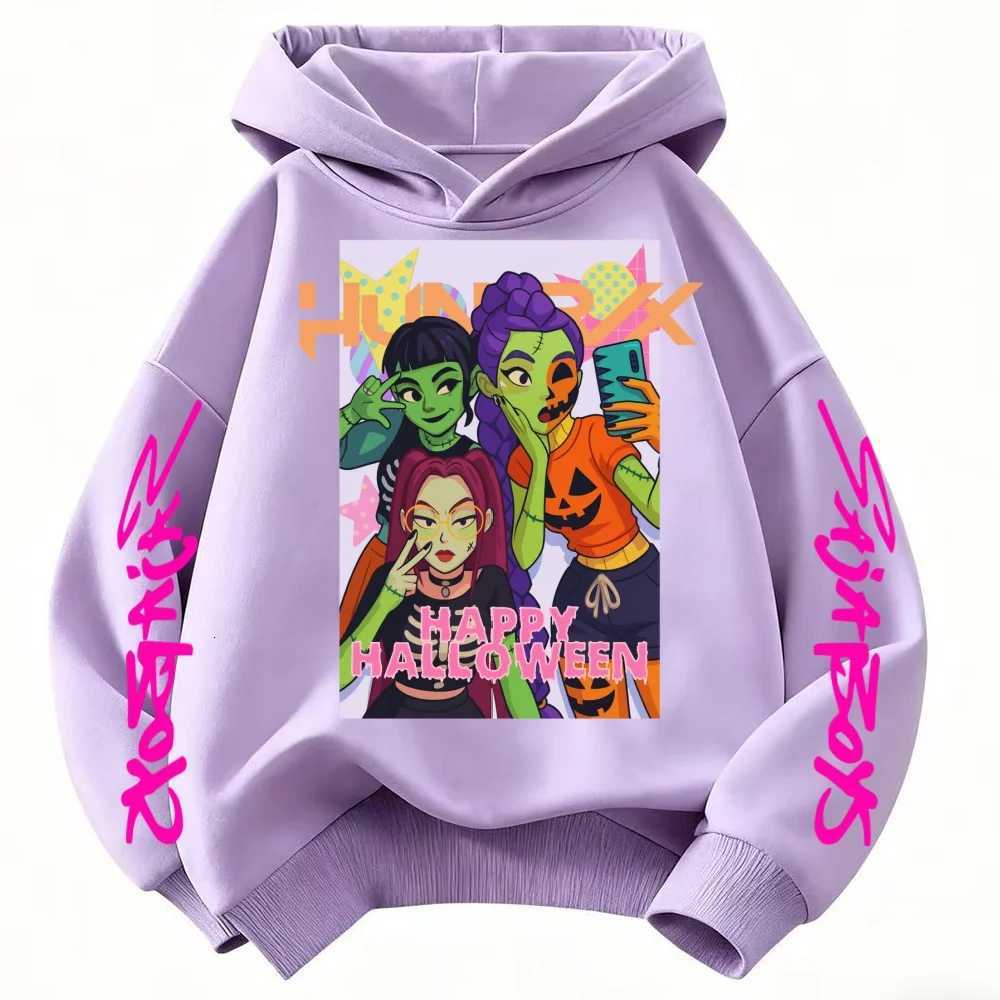 Celebrate 2025 Halloween in K-POP Style Demon Hunters Cartoon Hoodies for Kids Super Soft Cozy for Both Boys and GirlsW251204