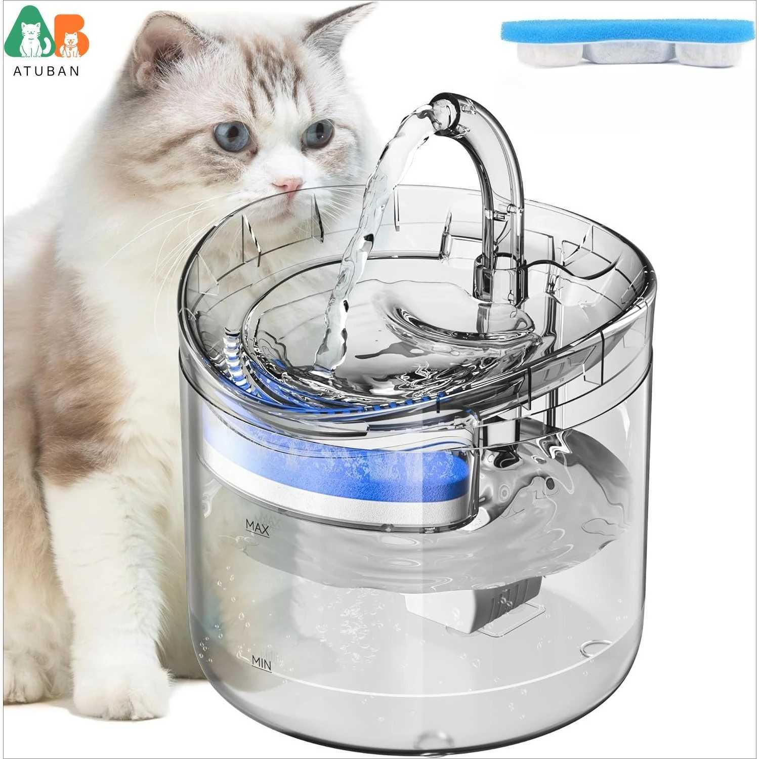 ATUBAN Cat Water Fountain Animal Water Dispenser 61OZ/18L Automatic Pet Drinking Fountain Clear Upgrade for Cats Kitty Indoor M251204