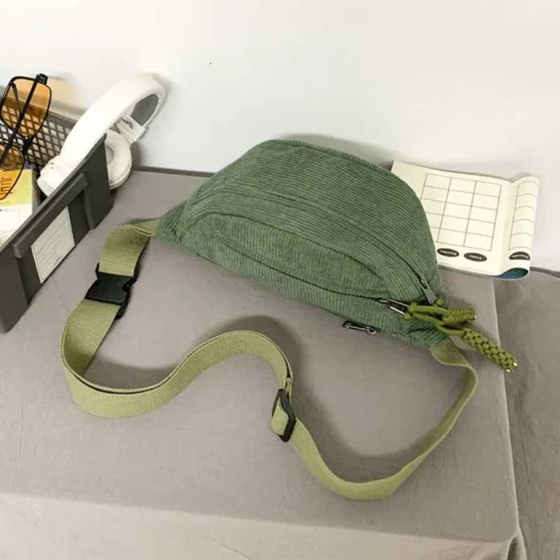 Corduroy Women Waist Pack Large Capacity Street Style Chest Bag Fanny Pack Shoulder Crossbody Bags Sling Pack Waist Belt BagT251204