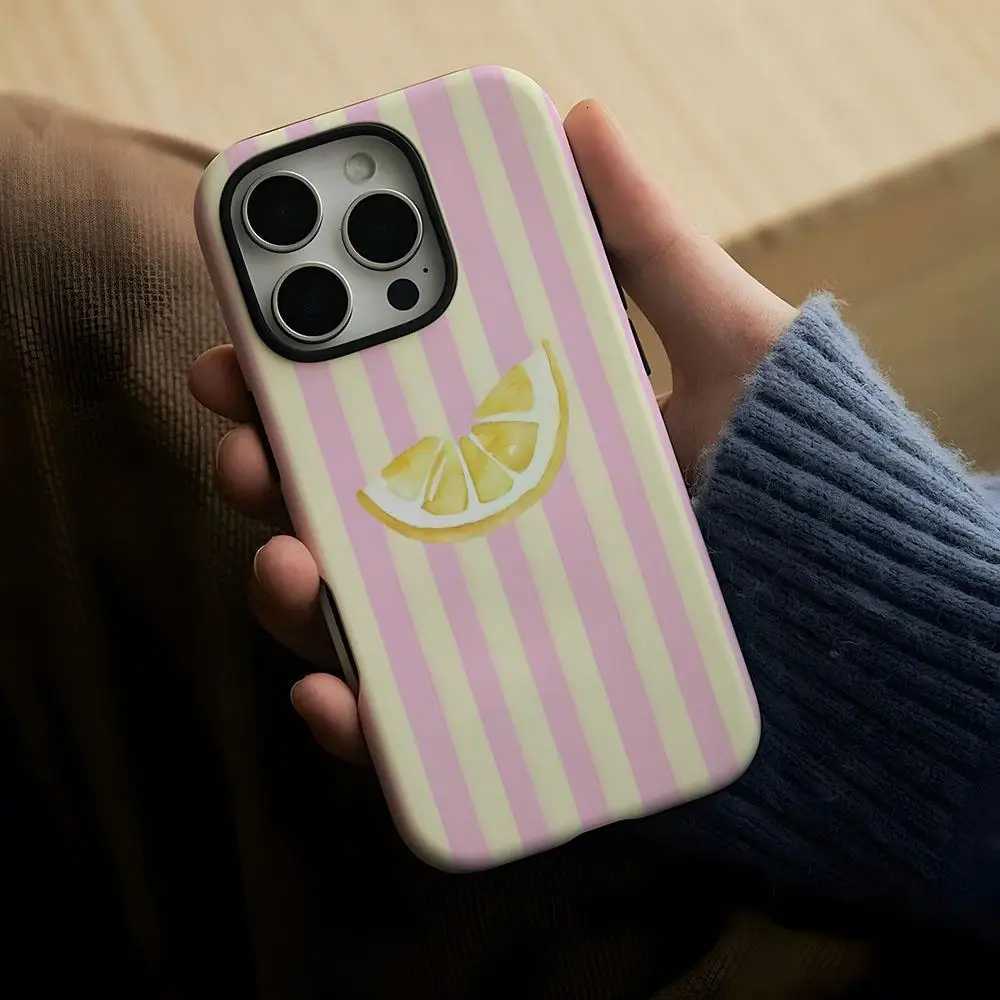 Lemon Cool Stripe Pattern Phone Case For IPhone 17 Air 16 15 14 13 12 11 Pro Max X XS XR 7 8 Plus Glossy Film Hard PC Cover H251203
