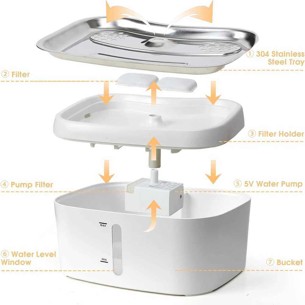 Tuya APP Cat Water Fountain 84 oz/25L Automatic Fountain Dog Water Fountain Suitable For Stainless Steel Pets Drinking Bowl M251204