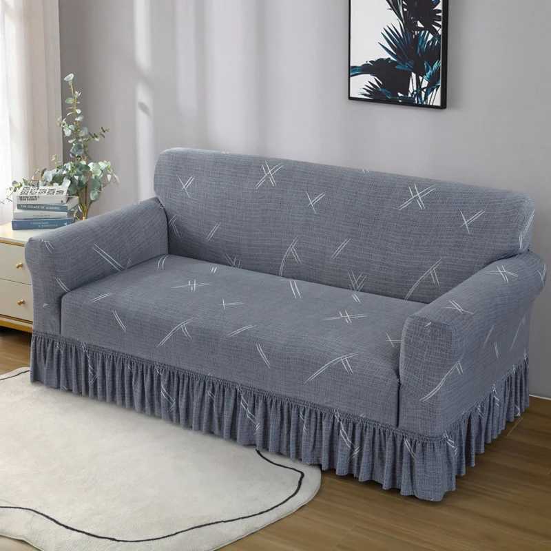 1pc Elastic Printed Sofa Slipcover With Skirt Sofa Cover Couch Cover Furniture Protector Bedroom Office Living Room Home Decor M251204 - view 3