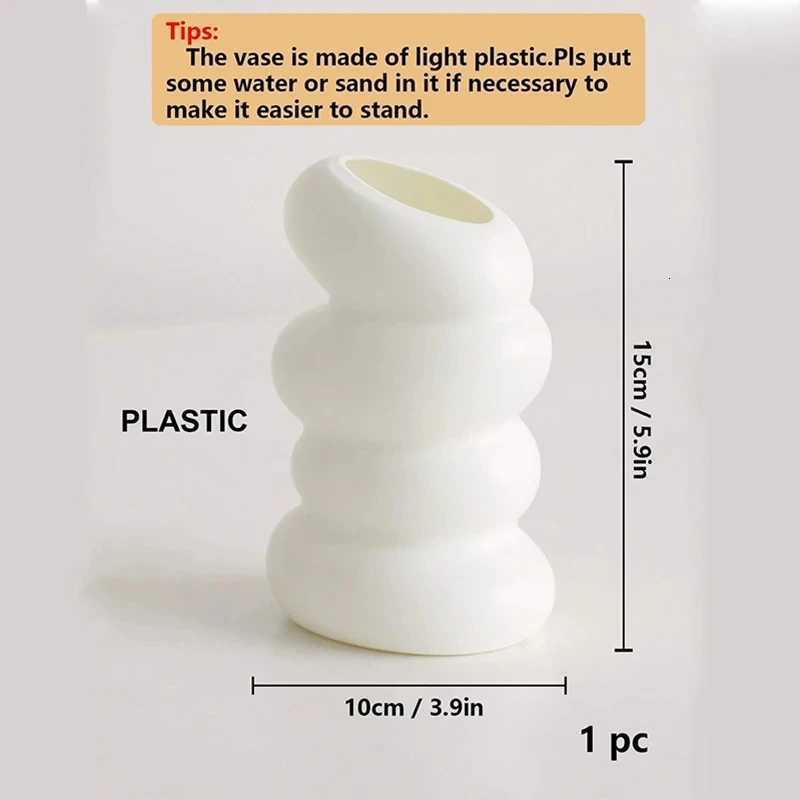 Plastic Spiral White Vase Nordic Flower Arrangement Container for Kitchen Living Bedro He Decoration Desk Accessories H251204