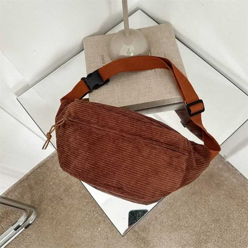 Corduroy Women Waist Bag Canvas Student Shoulder Crossbody Chest Bag 2024 Fanny Pack Fashion Phone Banana Female Bum Belt BagsT251204