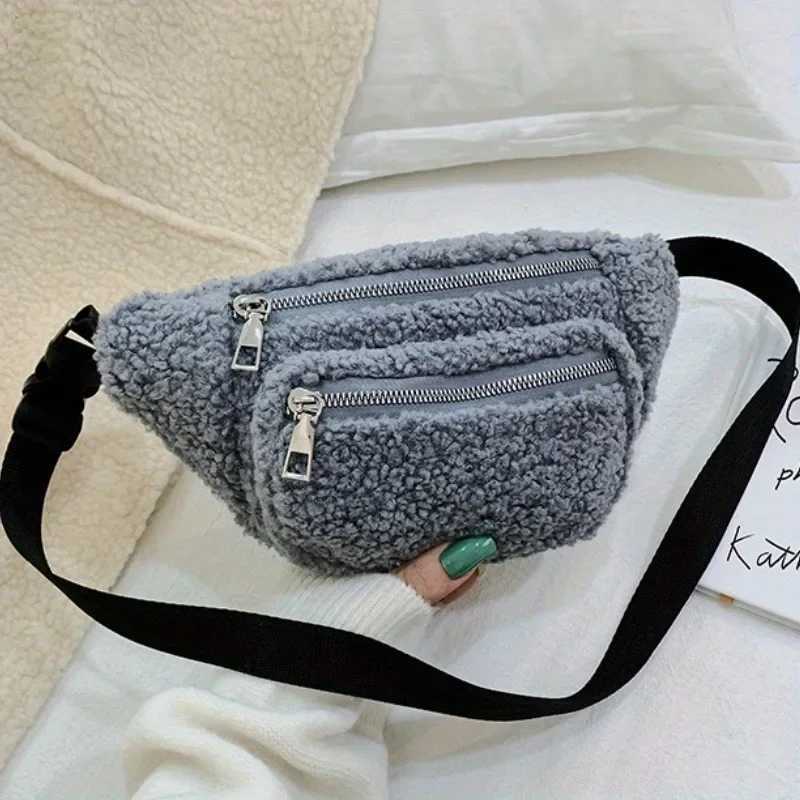 1PC Plush Corduroy Fanny Pack - Autumn and Winter Cute Ladies Crossbody Bag Fashion Chest Bag A Variety of Backpack WaysT251204