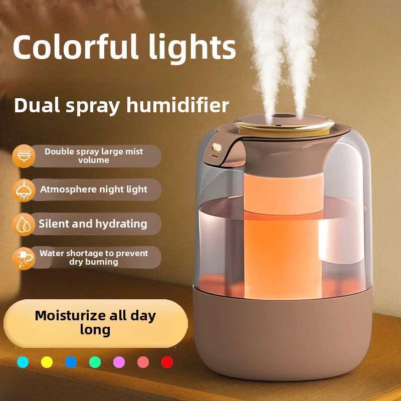Double nozzle air humidifier desktop bedro humidifier large spray aratherapy hine atmosphere colorf lamp purifier C251204