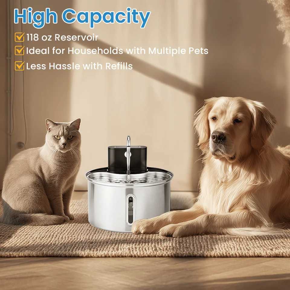 35L Stainless Steel Cat Sensor Water Fountain Wireless Smart Automatic Pet Water Dispenser For Cat Dog Pet Drinking Fountain M251204