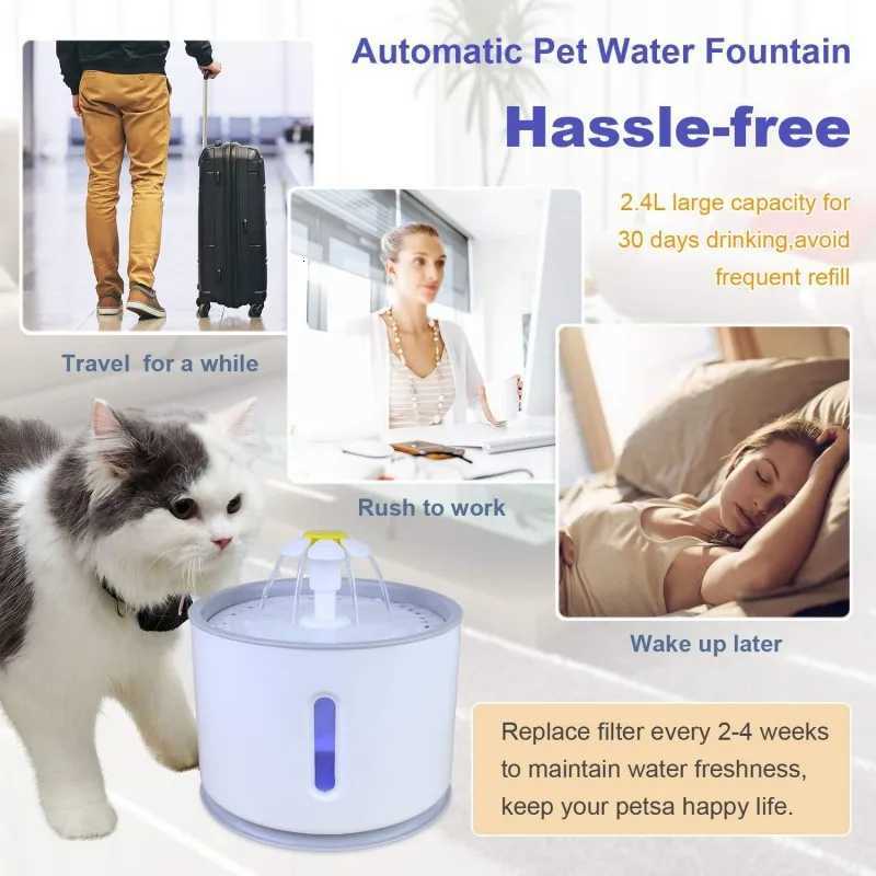 24L Pet Cat Silent Water Dispenser DC Water Pump LED Window Activated Filter Carbon Feeder USB Interface Drinking Bowl M251204
