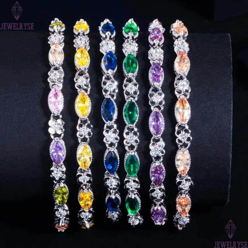 fashion classic tennis bracelet copper AAA cubic zirconia green emerald sapphire purple charm diamond bracelets for woman mothers day jewelry friend g