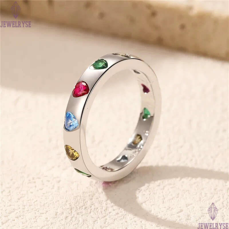 luury sweet colordul heart ring for woman diamond s925 sterling silver party school home 5A cubic zirconia designer rings jewelry size 6-9 girls frien