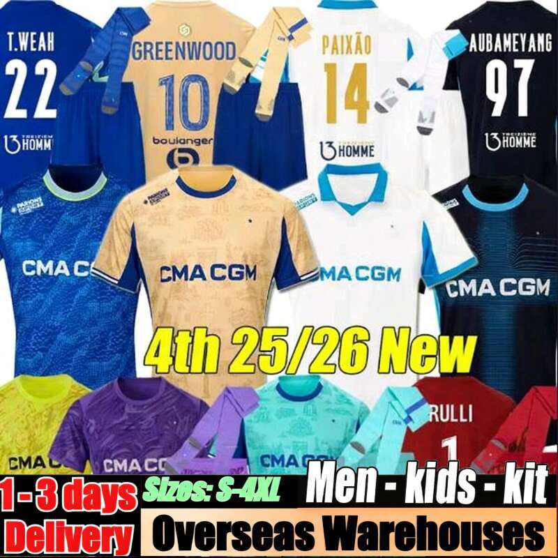 4XL 2025/26 MaRsEile 4th soccer jerseys OM AUBA PAIXAO GREENWOOD VAZ PAVARD GOUIRI AGUERD maillot foot HOJBJERG ANGEL RULLI football shirts men kids kit socks