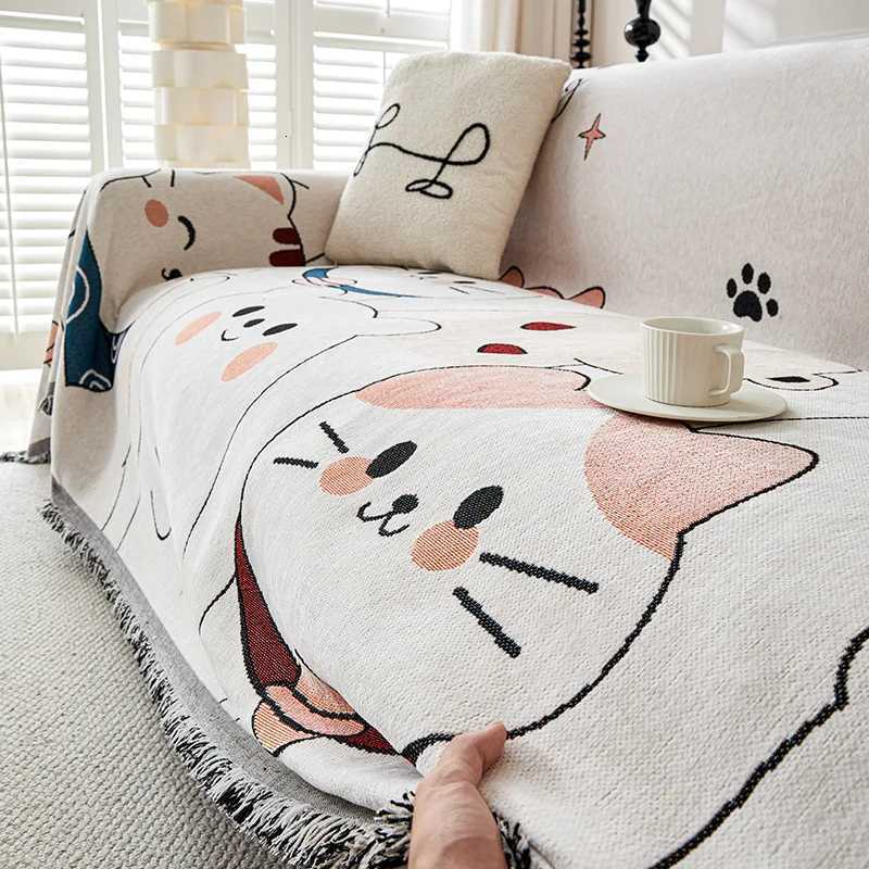 Thicken Chenille Blanket Classic Cute Cartoon Sofa Blanket Winter Couch Non Slip Blanket Office Nap Shawl Cushion Sofa Covers M251204 - view 4