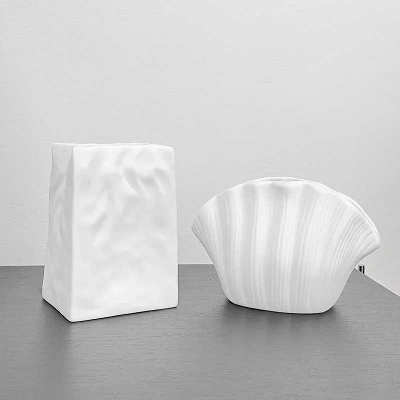 Folding Shell Creative Vase Vinyl Desktop Decor Flower Arrangement Vase Dried Flower Hydroponic Vase Folded Entrance Ornament H251204